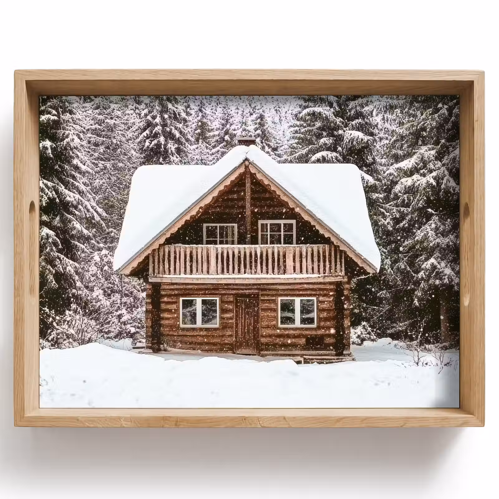 Dienblad - Huis - Bos - Winter - Natuur - Sneeuw — 1