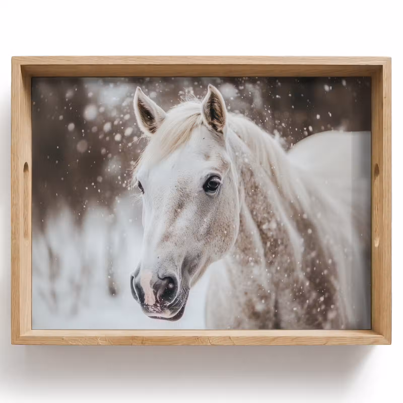 Dienblad - Paard - Wit - Winter - Natuur - Sneeuw - Dieren — 1
