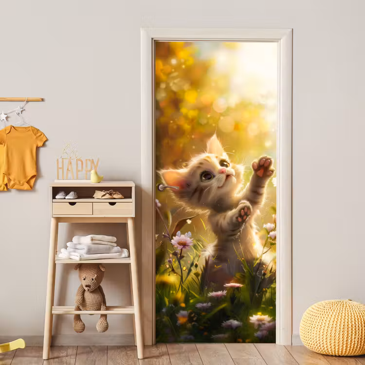 Deursticker - Kitten - Dier - Natuur - Bloemen — 6