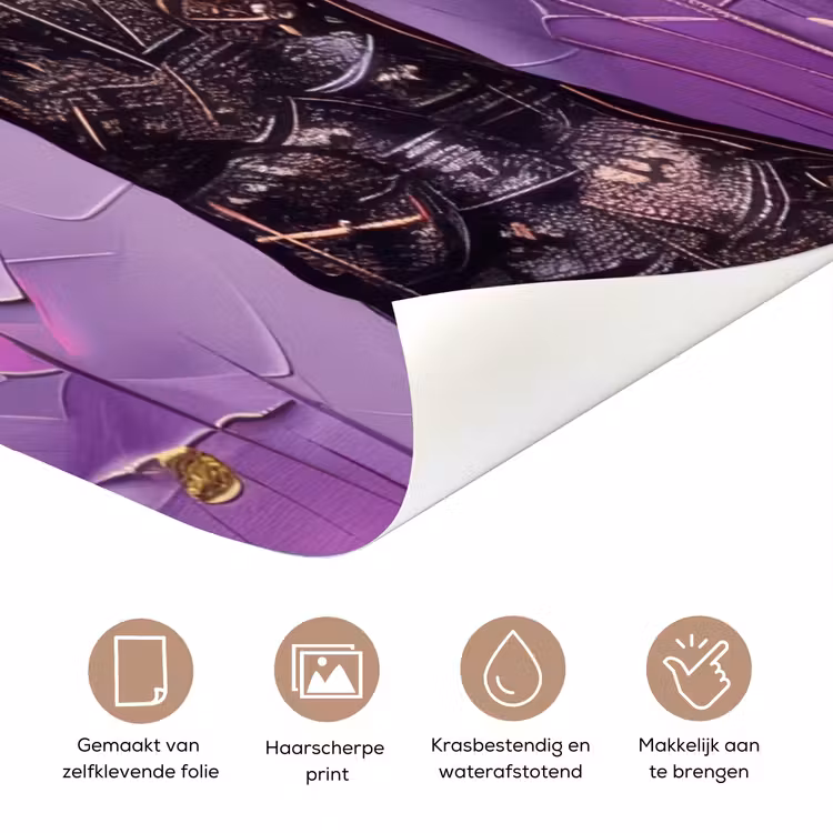 Deursticker - Levensboom - Boom - Paars - Goud - Modern — 3
