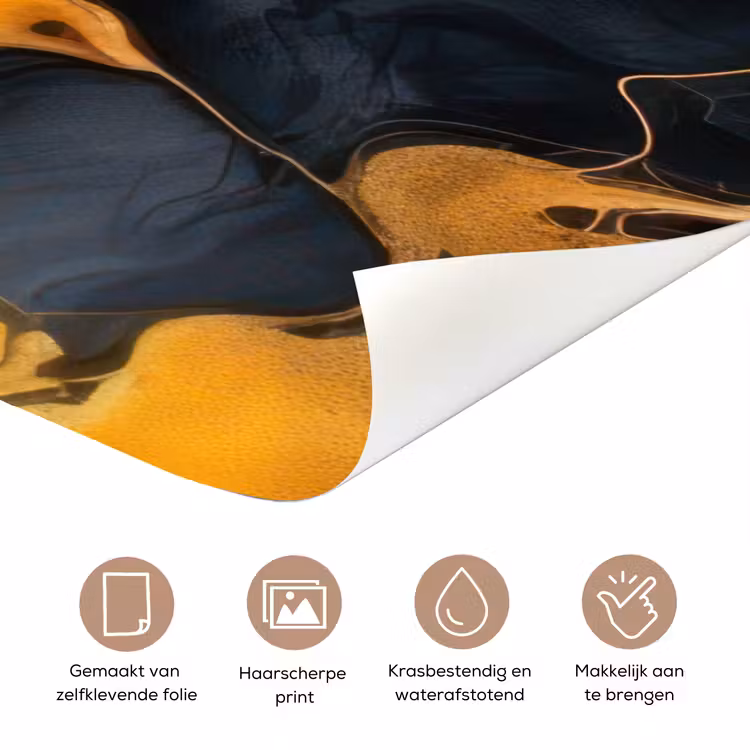 Deursticker - Marmer - Goud - Zwart - Abstract - Modern — 3