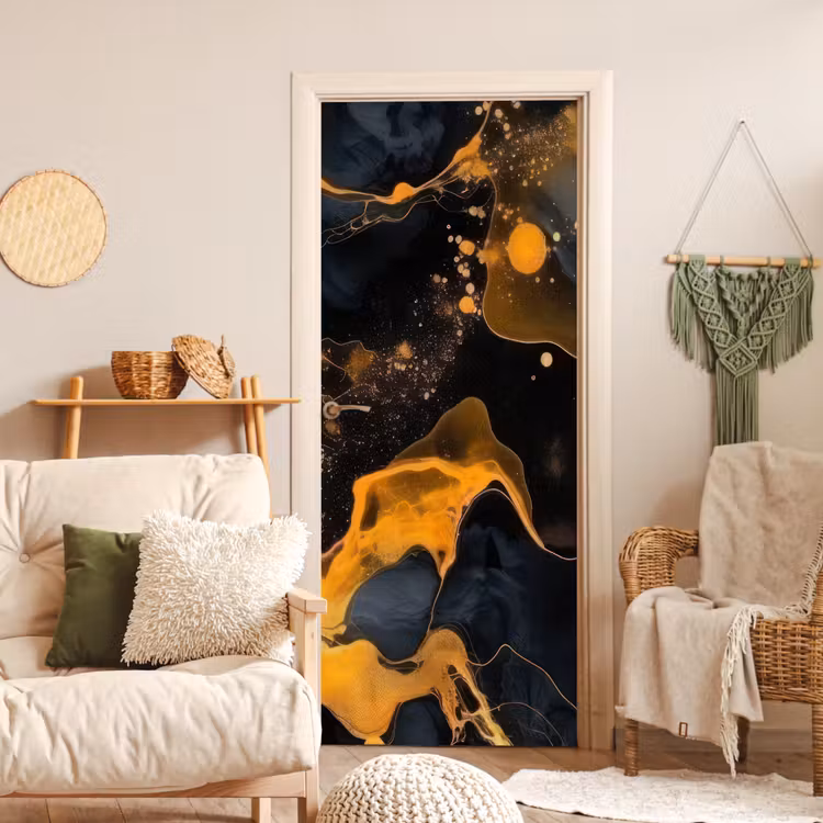 Deursticker - Marmer - Goud - Zwart - Abstract - Modern — 4
