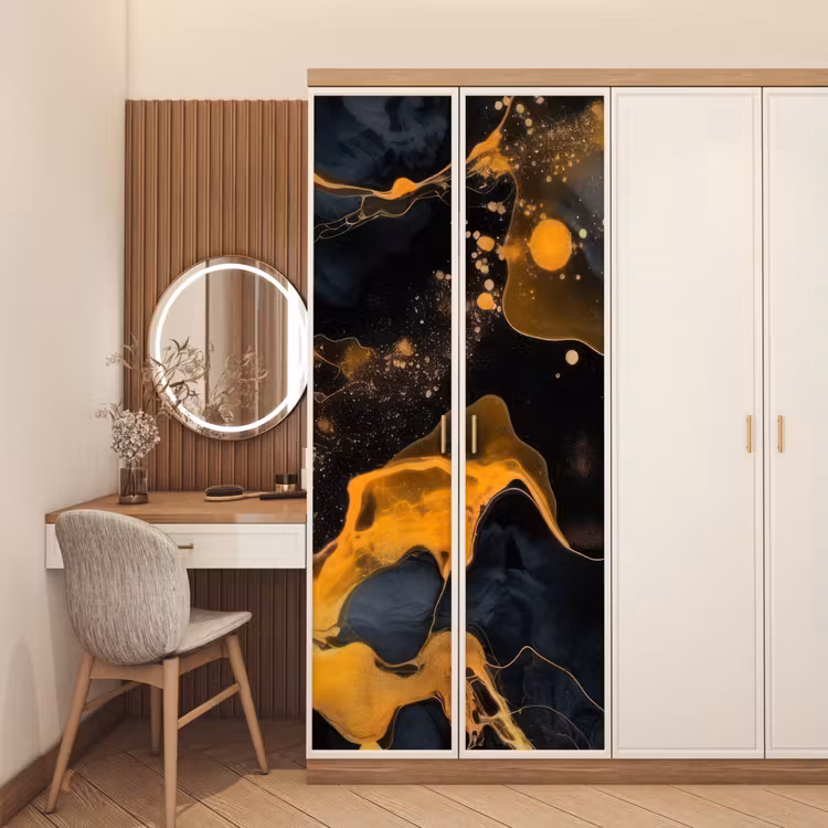 Deursticker - Marmer - Goud - Zwart - Abstract - Modern — 5