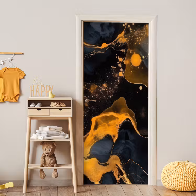 Deursticker - Marmer - Goud - Zwart - Abstract - Modern — 6