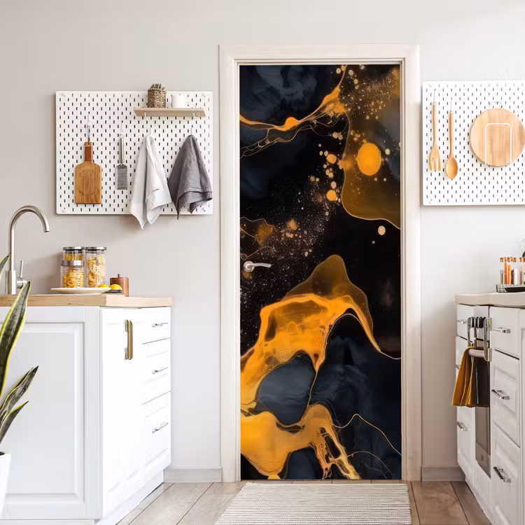 Deursticker - Marmer - Goud - Zwart - Abstract - Modern — 7