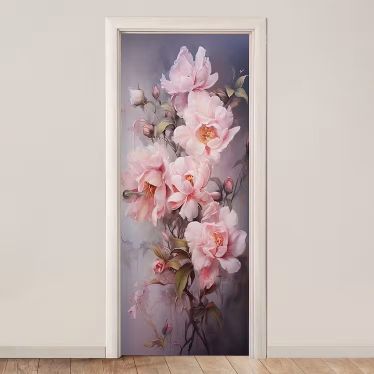 Deursticker - Rozen - Bloemen - Roze - Kunst - Watercolor — 1