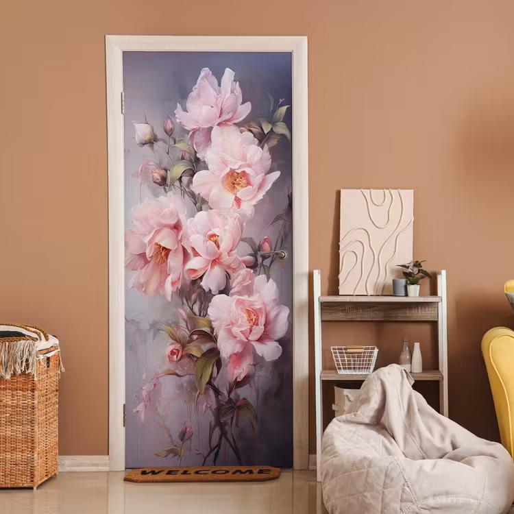 Deursticker - Rozen - Bloemen - Roze - Kunst - Watercolor — 2