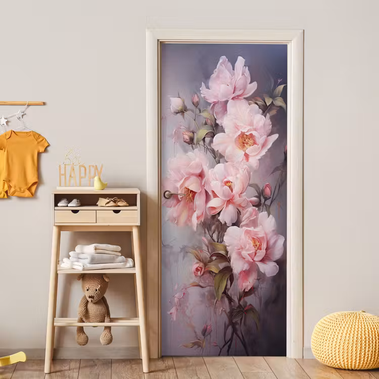 Deursticker - Rozen - Bloemen - Roze - Kunst - Watercolor — 6