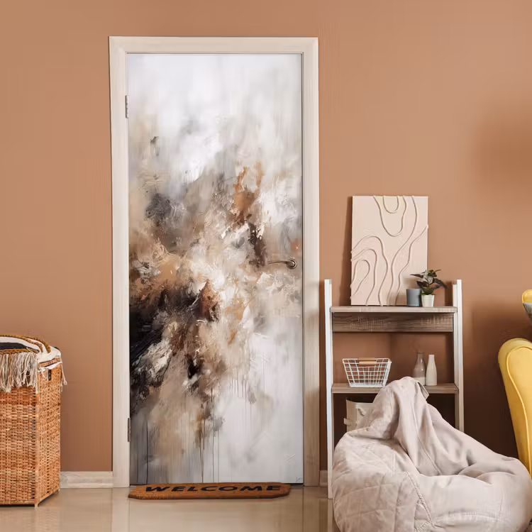 Deursticker - Verf - Abstract - Beige - Kunst — 2