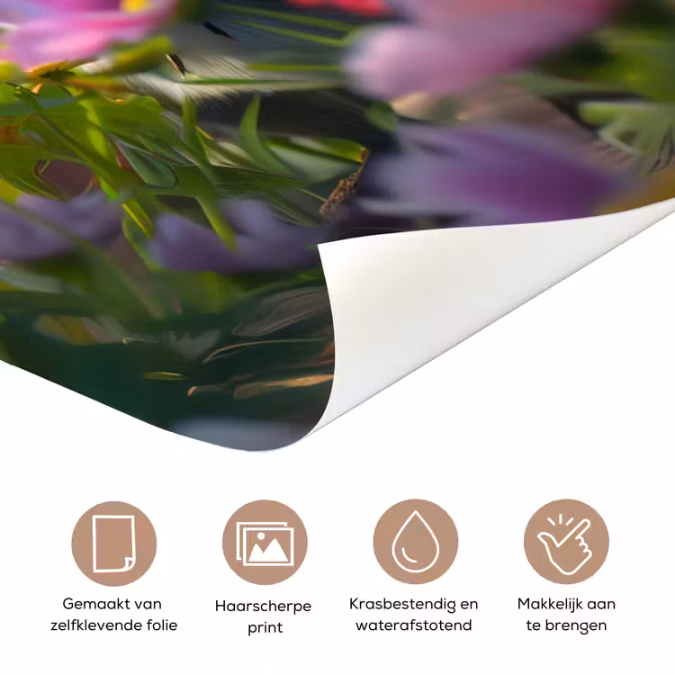 Deursticker - Wasbeer - Natuur - Bloemen - Bouwhelm — 3