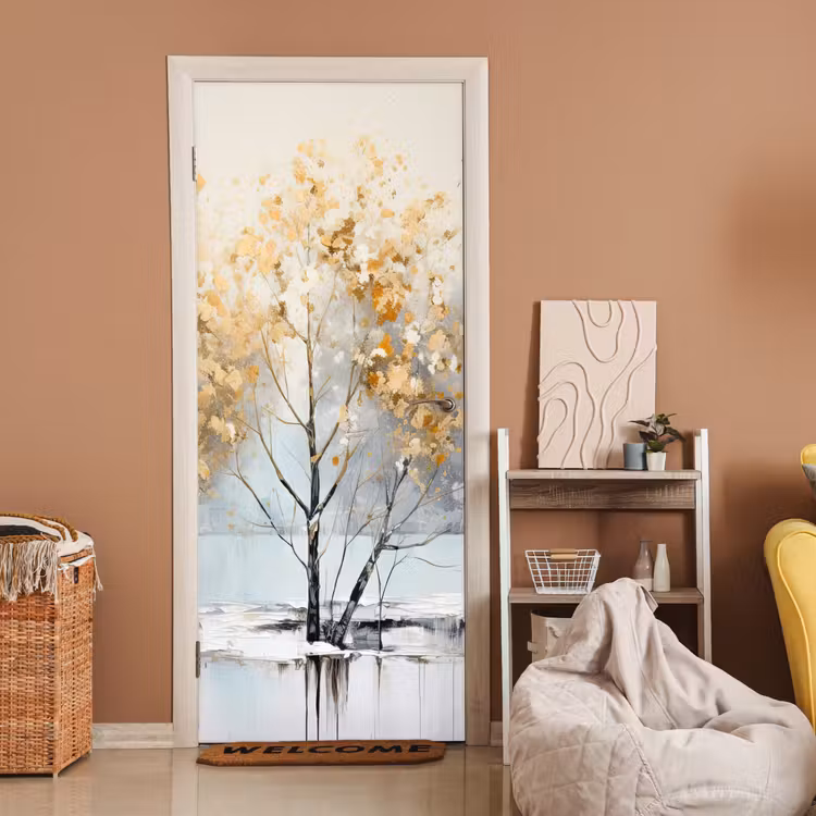 Deursticker - Winter - Bomen - Natuur - Acryl - Kunst — 2