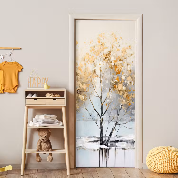 Deursticker - Winter - Bomen - Natuur - Acryl - Kunst — 6