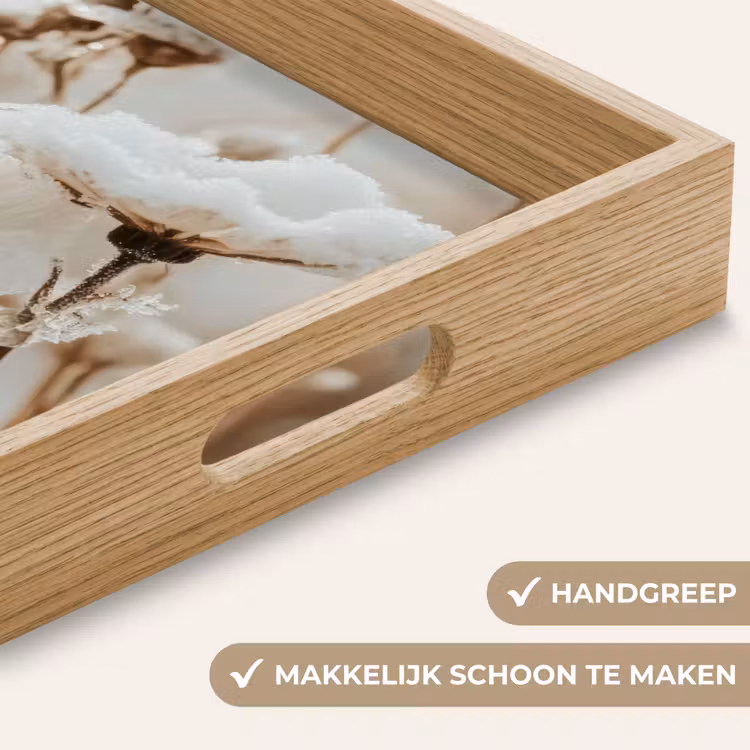 Dienblad - Bloemen - Winter - Wit - Sneeuw - Beige — 5