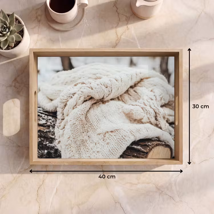 Dienblad - Deken - Wit - Boomstronk - Winter - Sneeuw — 9