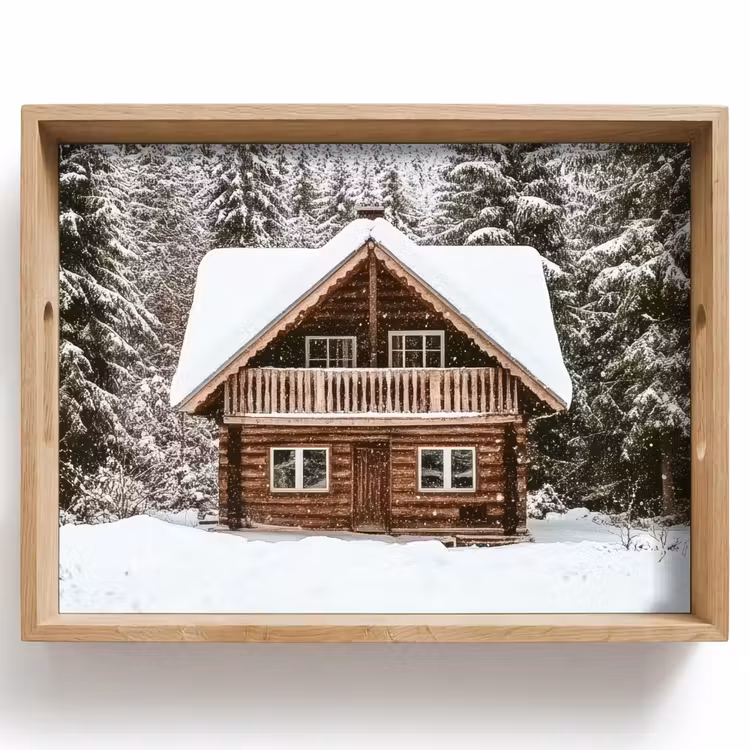 Dienblad - Huis - Bos - Winter - Natuur - Sneeuw — 1