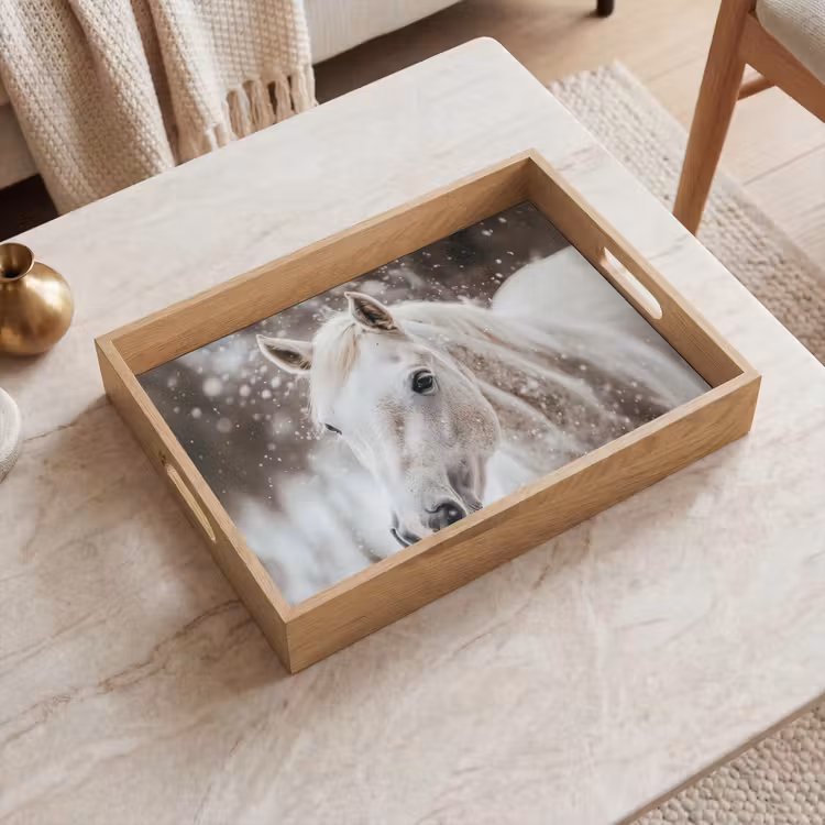 Dienblad - Paard - Wit - Winter - Natuur - Sneeuw - Dieren — 2