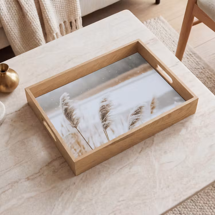 Dienblad - Riet - Meer - Winter - Natuur - Sneeuw - Beige — 2