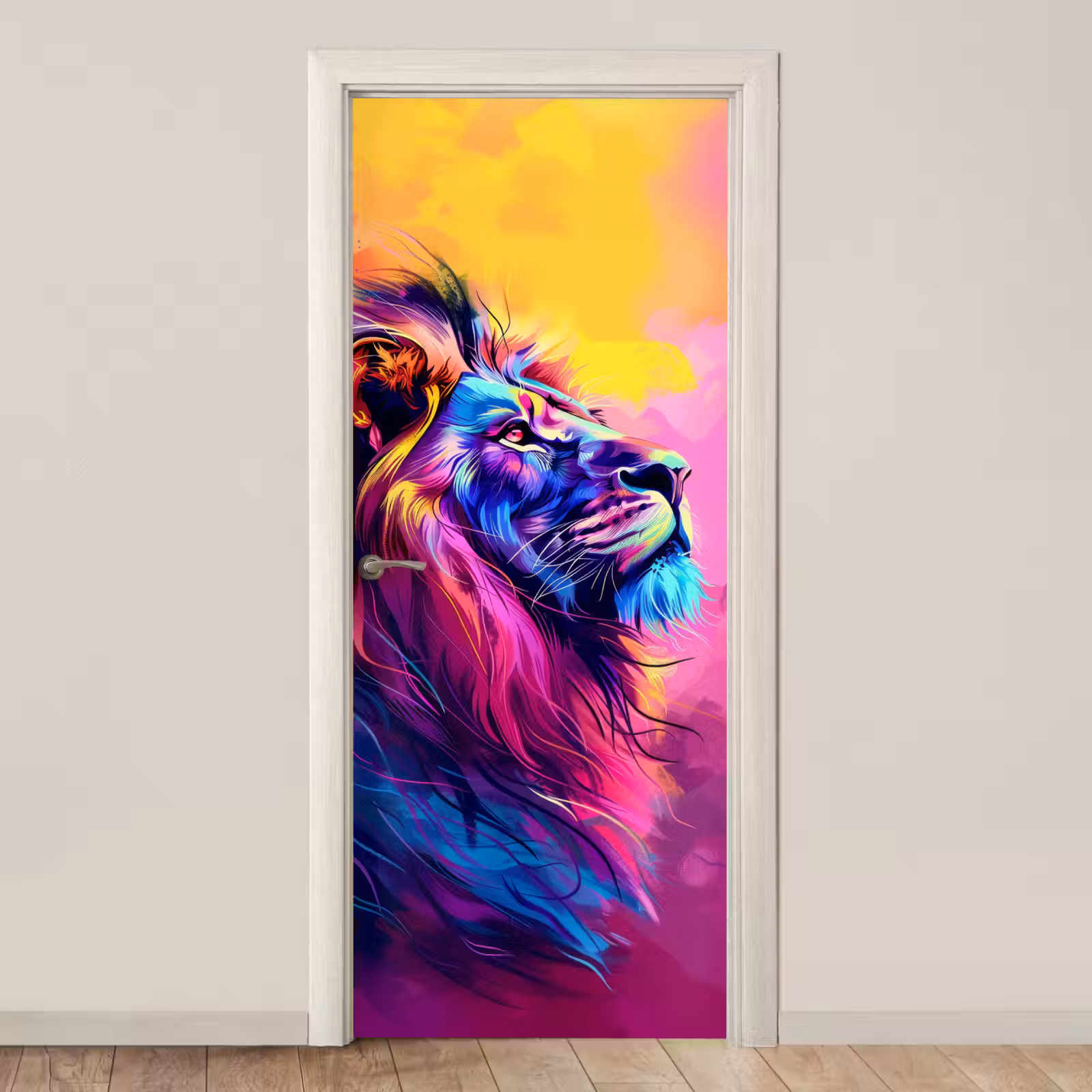 Deursticker - Leeuw - Verf- Kleuren - Dier — 1