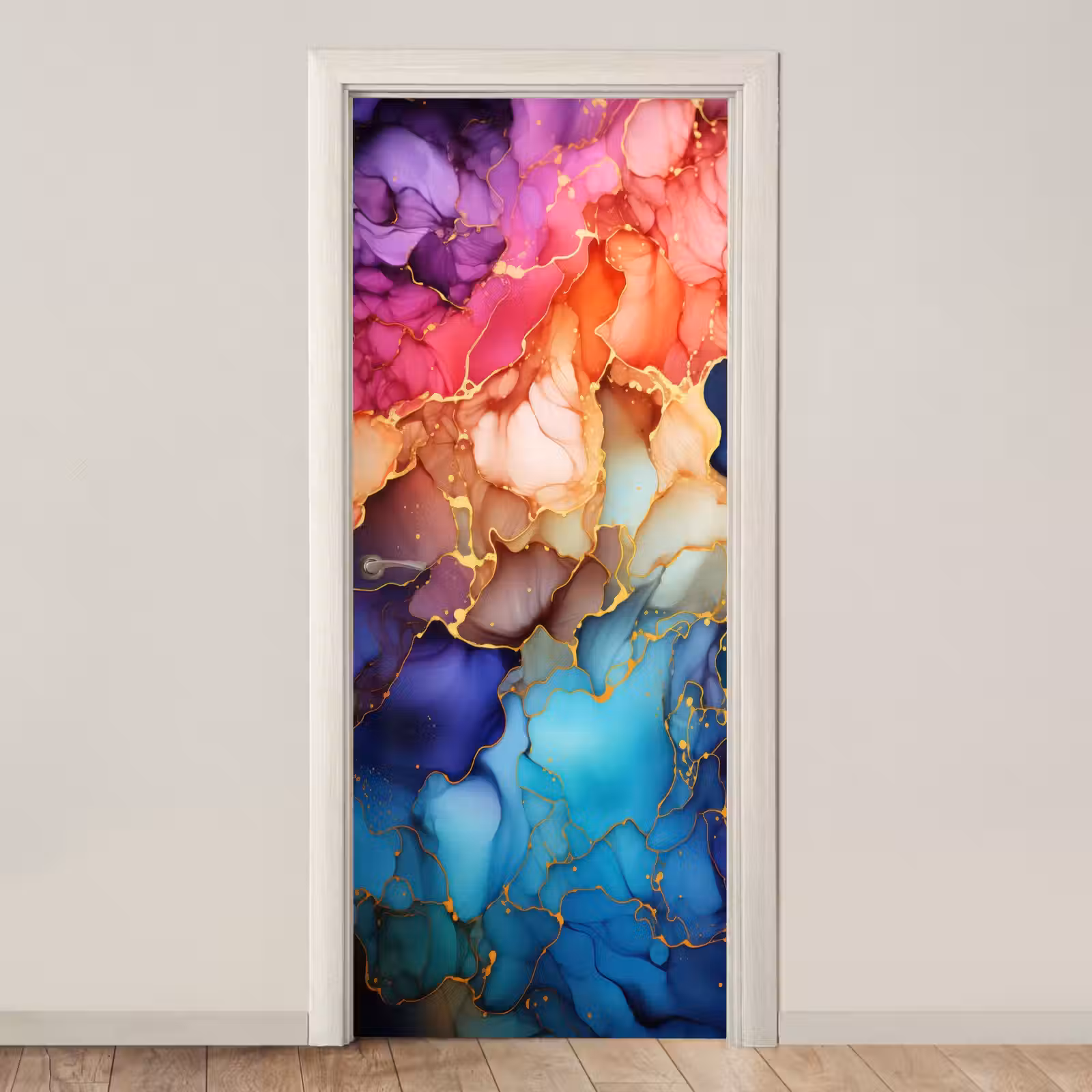 Deursticker - Marmer - Kleurrijk - Kleuren - Abstract — 1