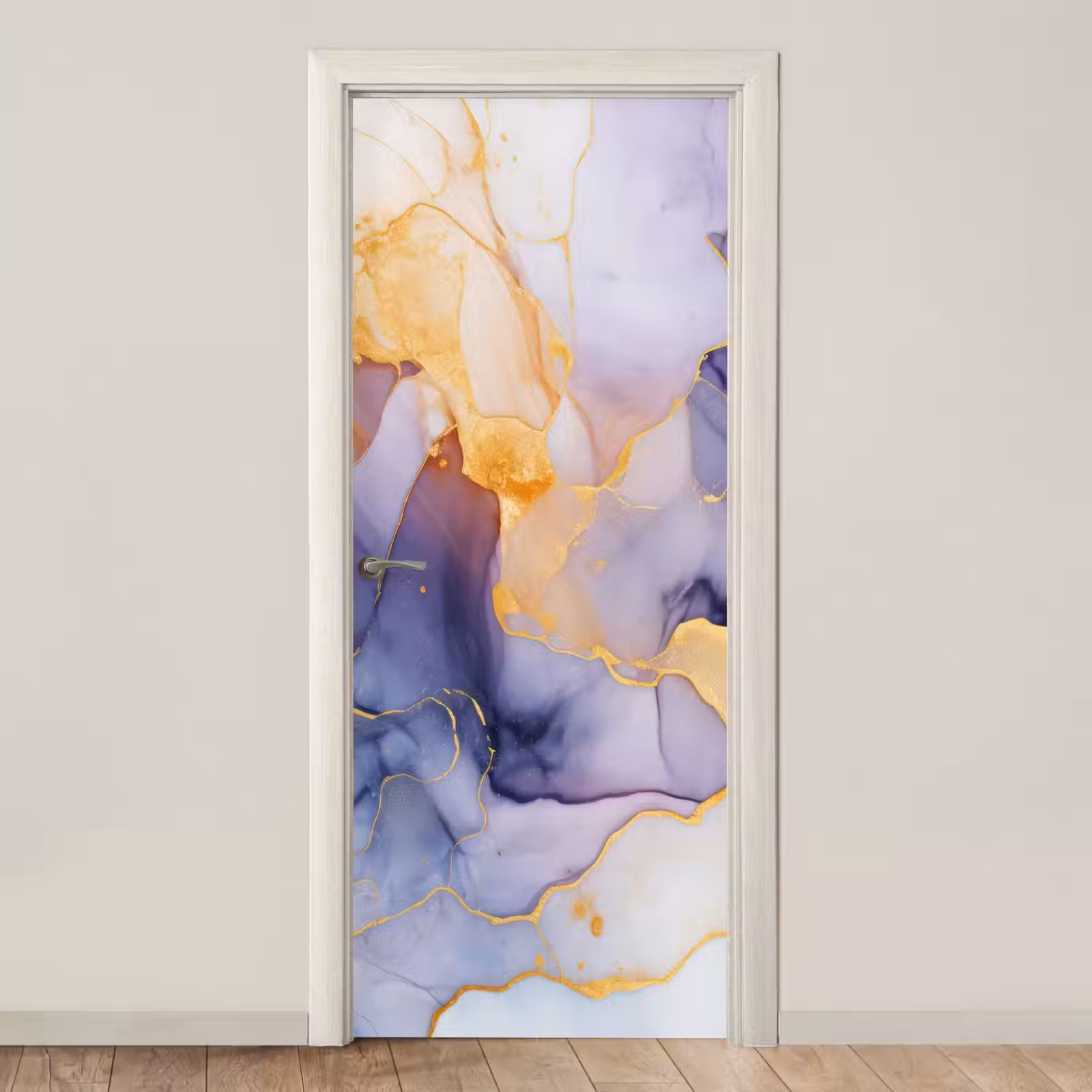 Deursticker - Marmer - Paars - Lila - Goud - Abstract — 1