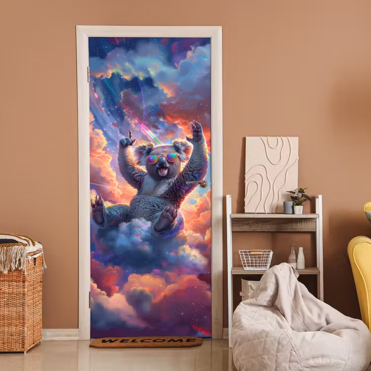Deursticker - Koala - Dier - Zonnebril - Wolken — 2
