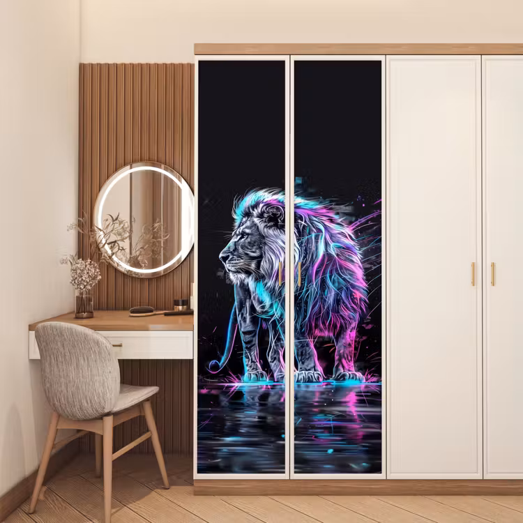 Deursticker - Leeuw - Kleuren - Zwart - Dieren — 5