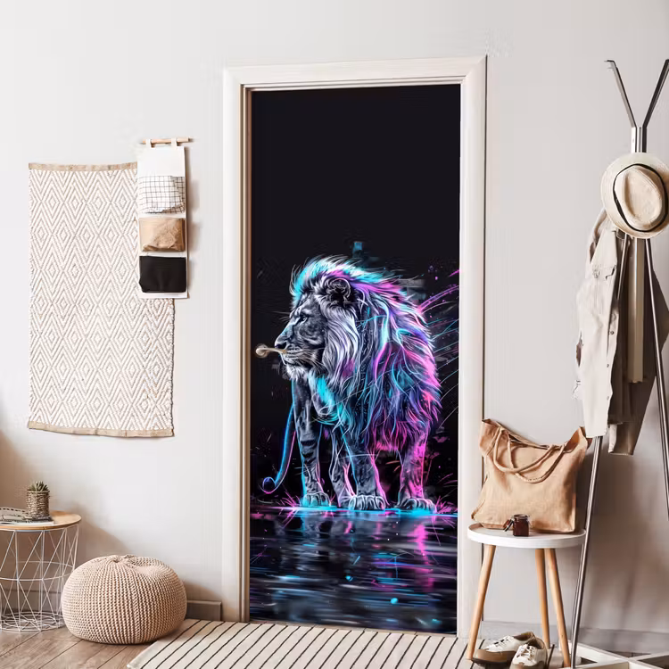 Deursticker - Leeuw - Kleuren - Zwart - Dieren — 8