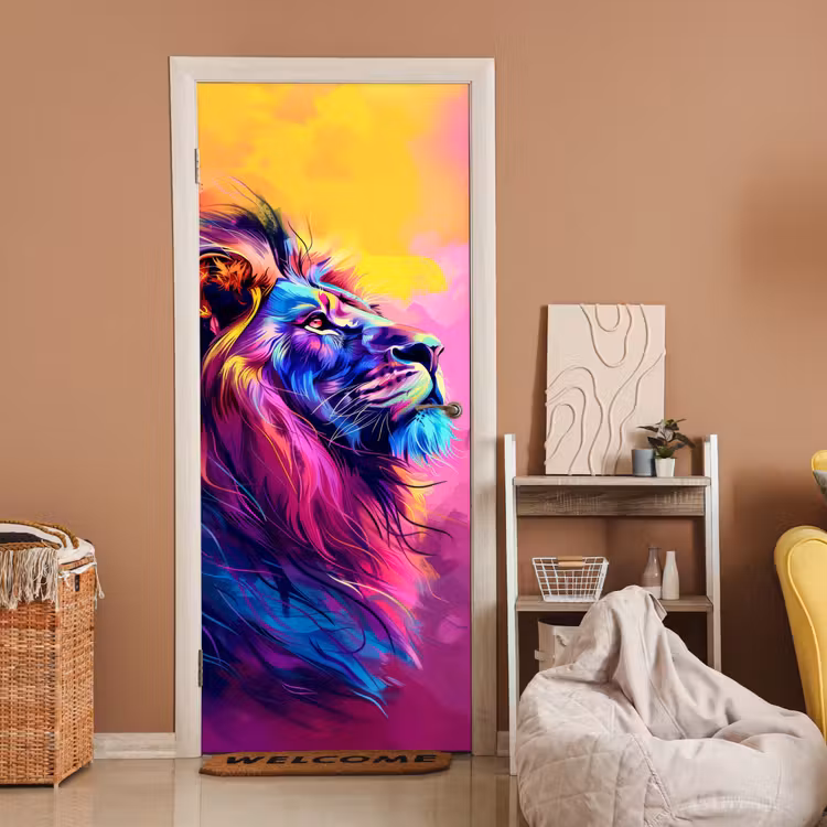 Deursticker - Leeuw - Verf- Kleuren - Dier — 2