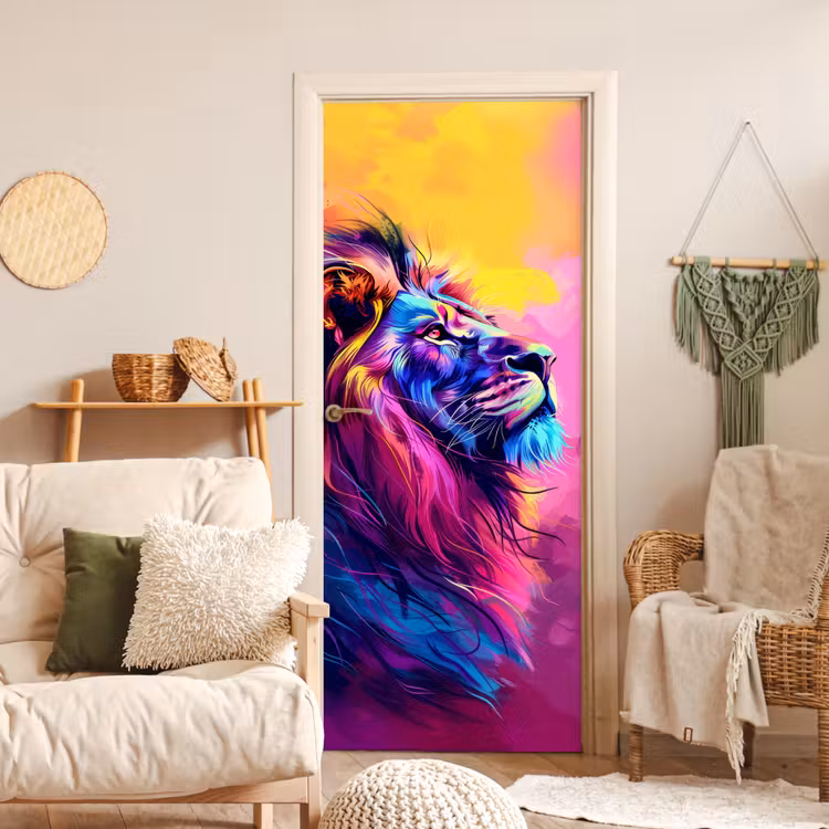 Deursticker - Leeuw - Verf- Kleuren - Dier — 4