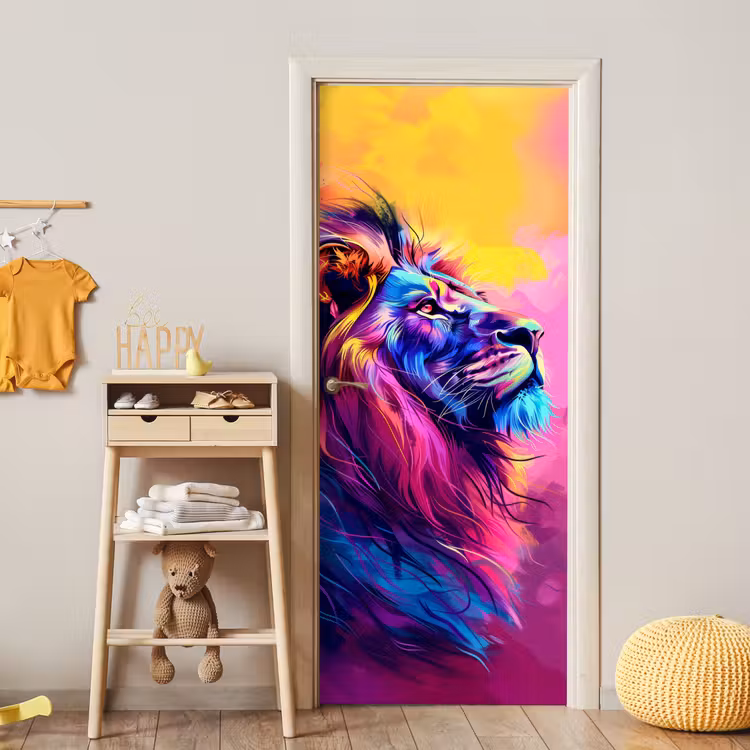 Deursticker - Leeuw - Verf- Kleuren - Dier — 6