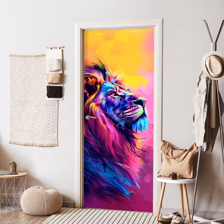 Deursticker - Leeuw - Verf- Kleuren - Dier — 8