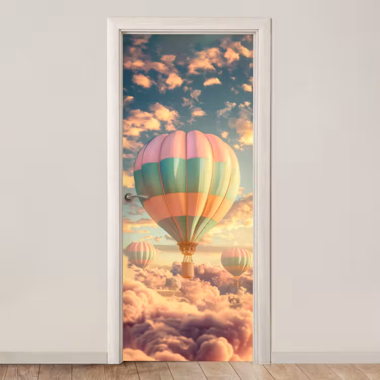 Deursticker - Luchtballon - Dromen - Wolken - Lucht — 1