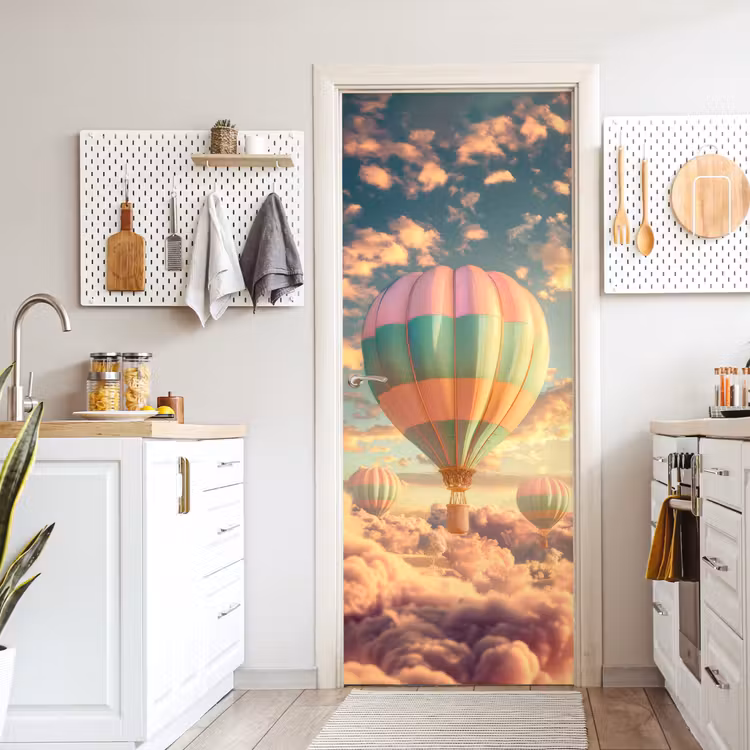 Deursticker - Luchtballon - Dromen - Wolken - Lucht — 7