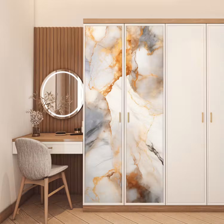 Deursticker - Marmer - Grijs - Goud — 5