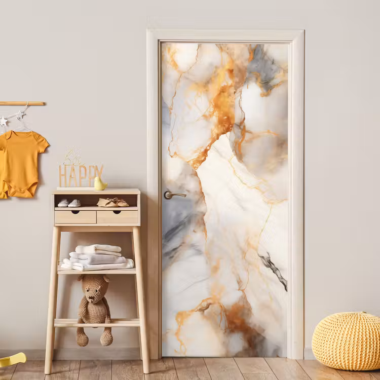 Deursticker - Marmer - Grijs - Goud — 6