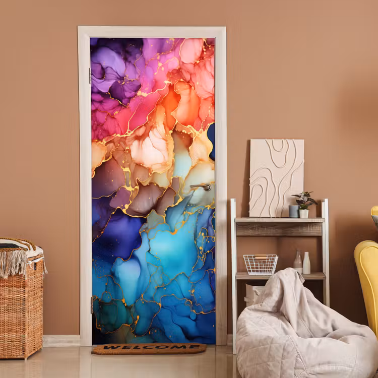 Deursticker - Marmer - Kleurrijk - Kleuren - Abstract — 2