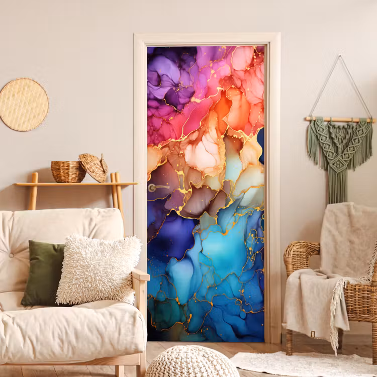 Deursticker - Marmer - Kleurrijk - Kleuren - Abstract — 4