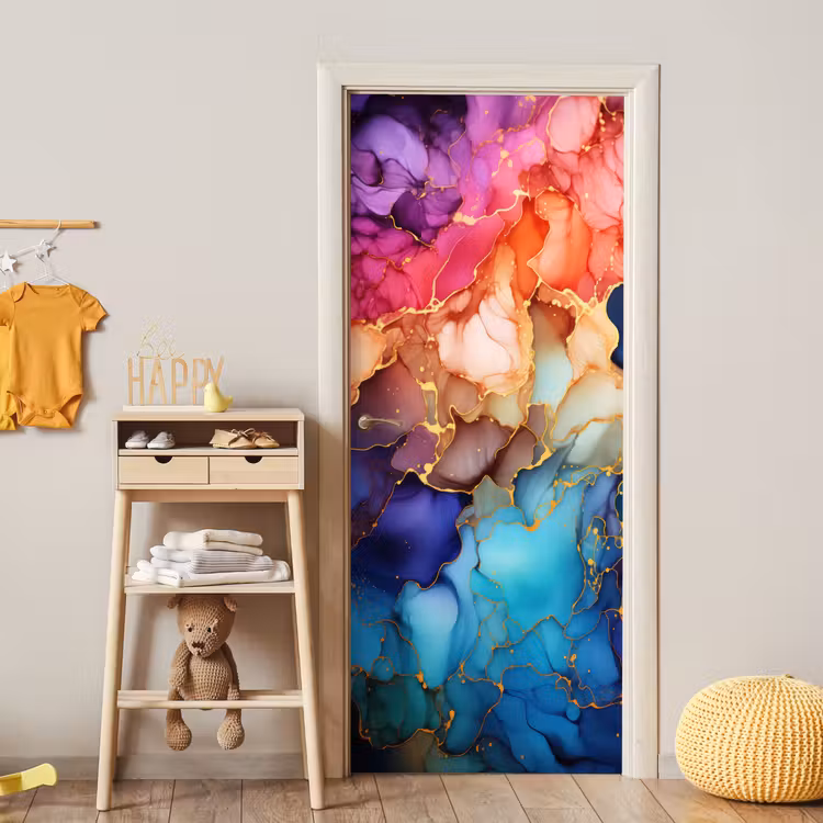 Deursticker - Marmer - Kleurrijk - Kleuren - Abstract — 6