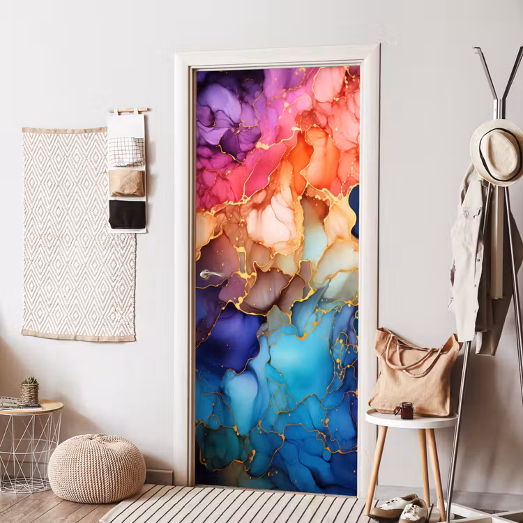 Deursticker - Marmer - Kleurrijk - Kleuren - Abstract — 8
