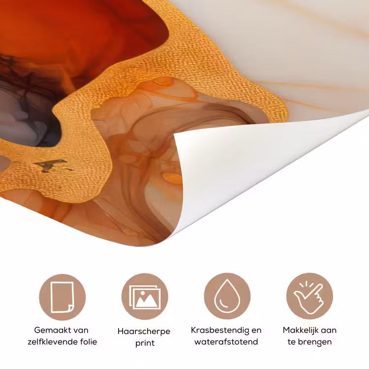 Deursticker - Marmer - Oranje - Goud - Modern - Abstract — 3