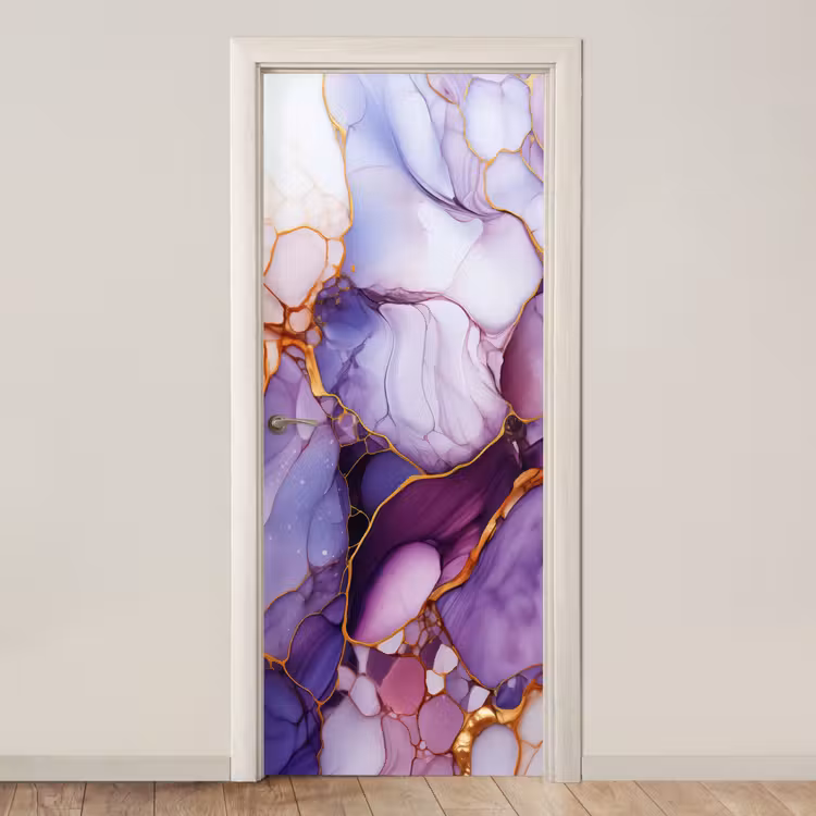 Deursticker - Marmer - Paars - Lila - Goud — 1
