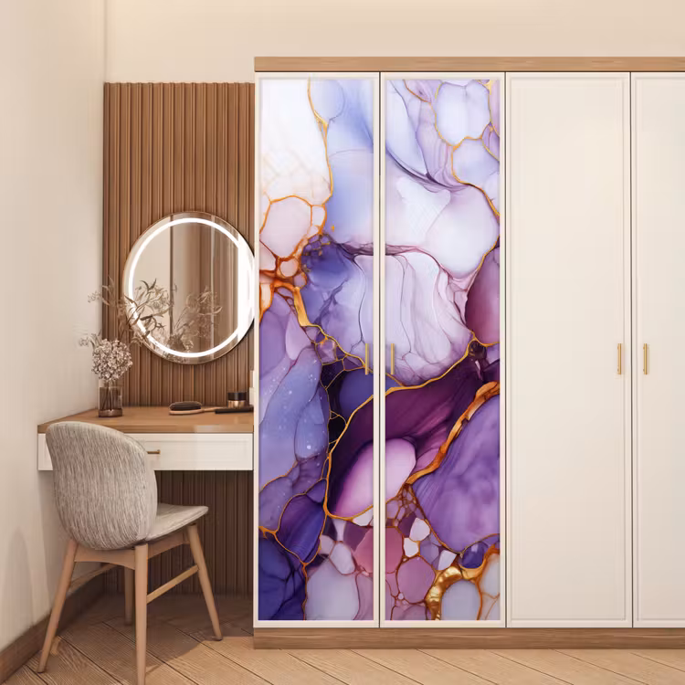 Deursticker - Marmer - Paars - Lila - Goud — 5