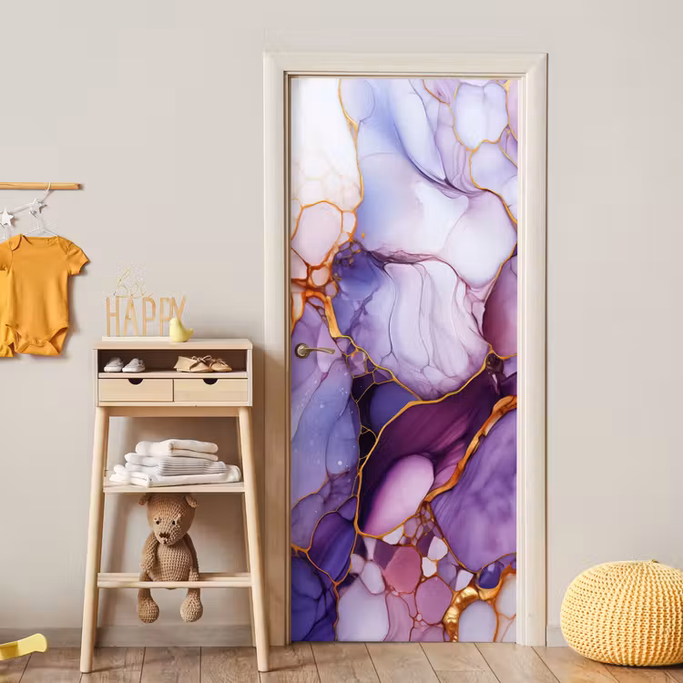 Deursticker - Marmer - Paars - Lila - Goud — 6