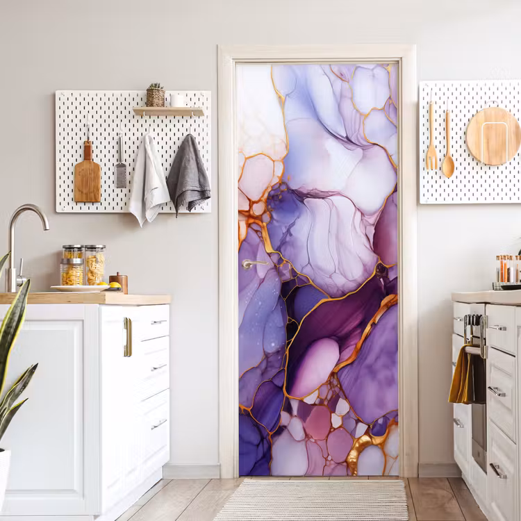 Deursticker - Marmer - Paars - Lila - Goud — 7