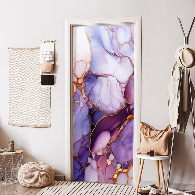 Deursticker - Marmer - Paars - Lila - Goud — 8