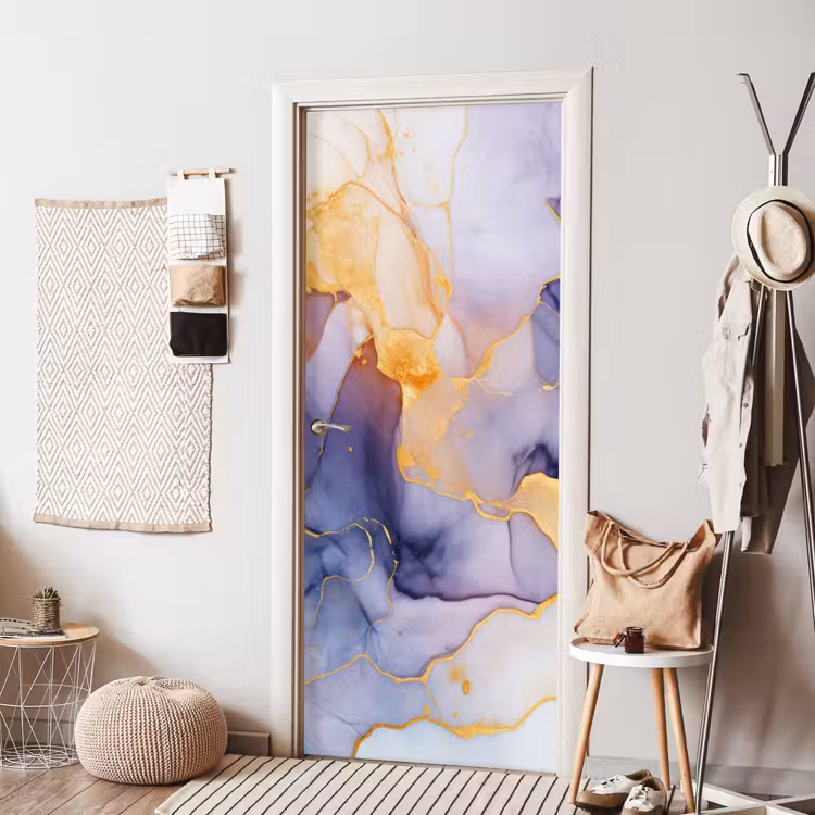 Deursticker - Marmer - Paars - Lila - Goud - Abstract — 8
