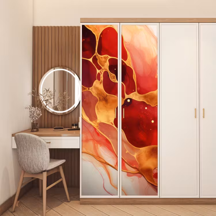 Deursticker - Marmer - Rood - Goud - Modern - Abstract — 5