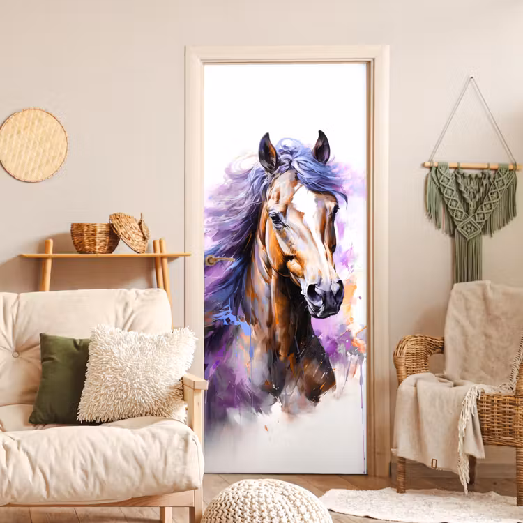 Deursticker - Paard - Dieren - Meiden - Paars - Bruin — 4