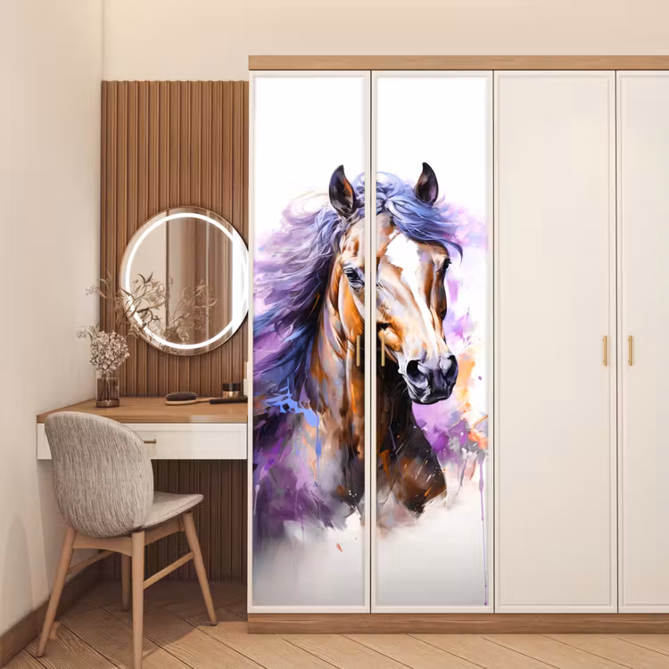 Deursticker - Paard - Dieren - Meiden - Paars - Bruin — 5