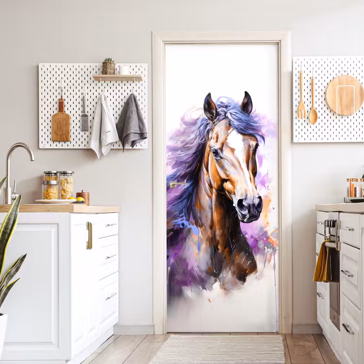 Deursticker - Paard - Dieren - Meiden - Paars - Bruin — 7